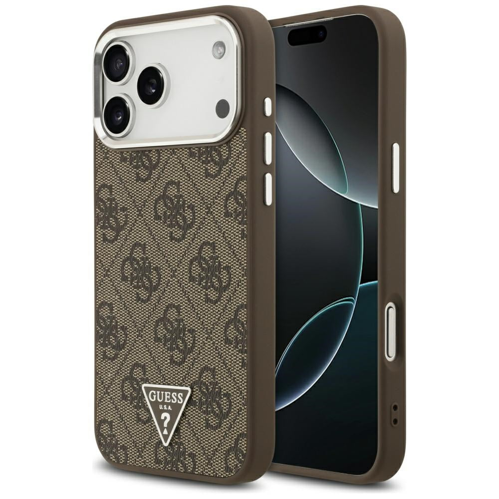MagSafe hoesje voor Apple iPhone 17 Pro Max, Guess, 4G Triangle Logo, Bruin