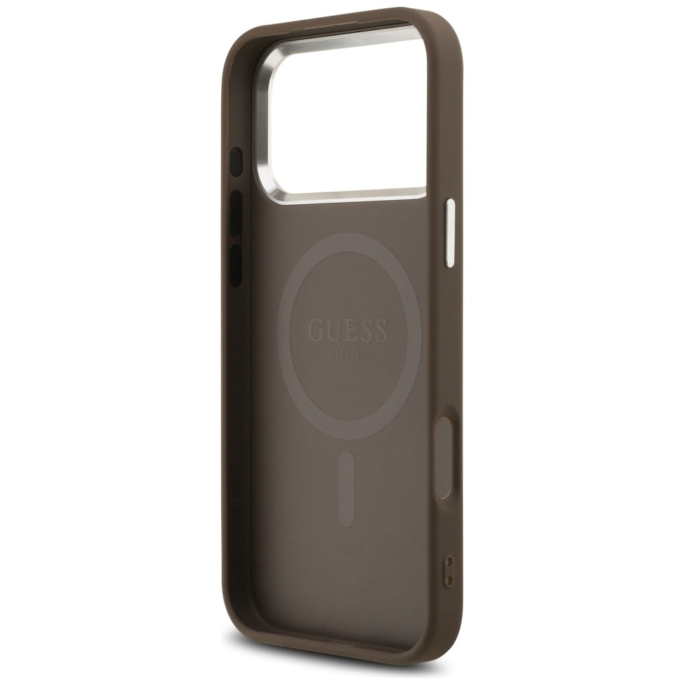 MagSafe hoesje voor Apple iPhone 17 Pro Max, Guess, 4G Triangle Logo, Bruin