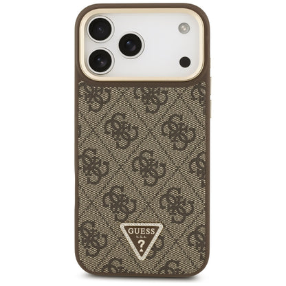 MagSafe hoesje voor Apple iPhone 17 Pro Max, Guess, 4G Triangle Logo met Grote Band, Bruin