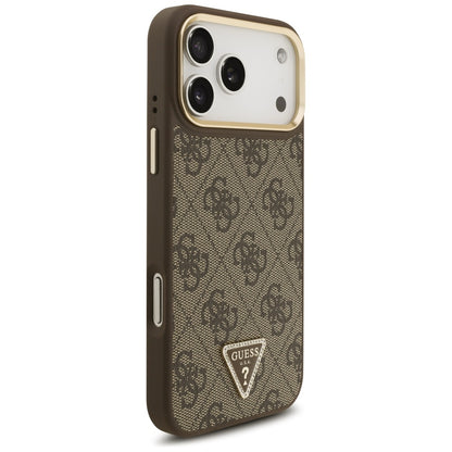 MagSafe hoesje voor Apple iPhone 17 Pro Max, Guess, 4G Triangle Logo met Grote Band, Bruin