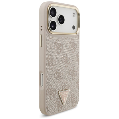 MagSafe hoesje voor Apple iPhone 17 Pro Max, Guess, 4G Triangle Logo met grote band, Roze