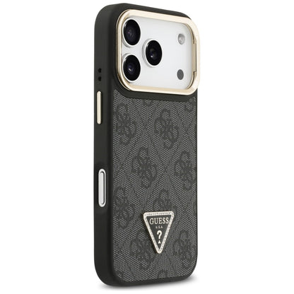 MagSafe hoesje voor Apple iPhone 17 Pro Max, Guess, 4G Triangle Logo met Camera Standaard, Zwart Goud