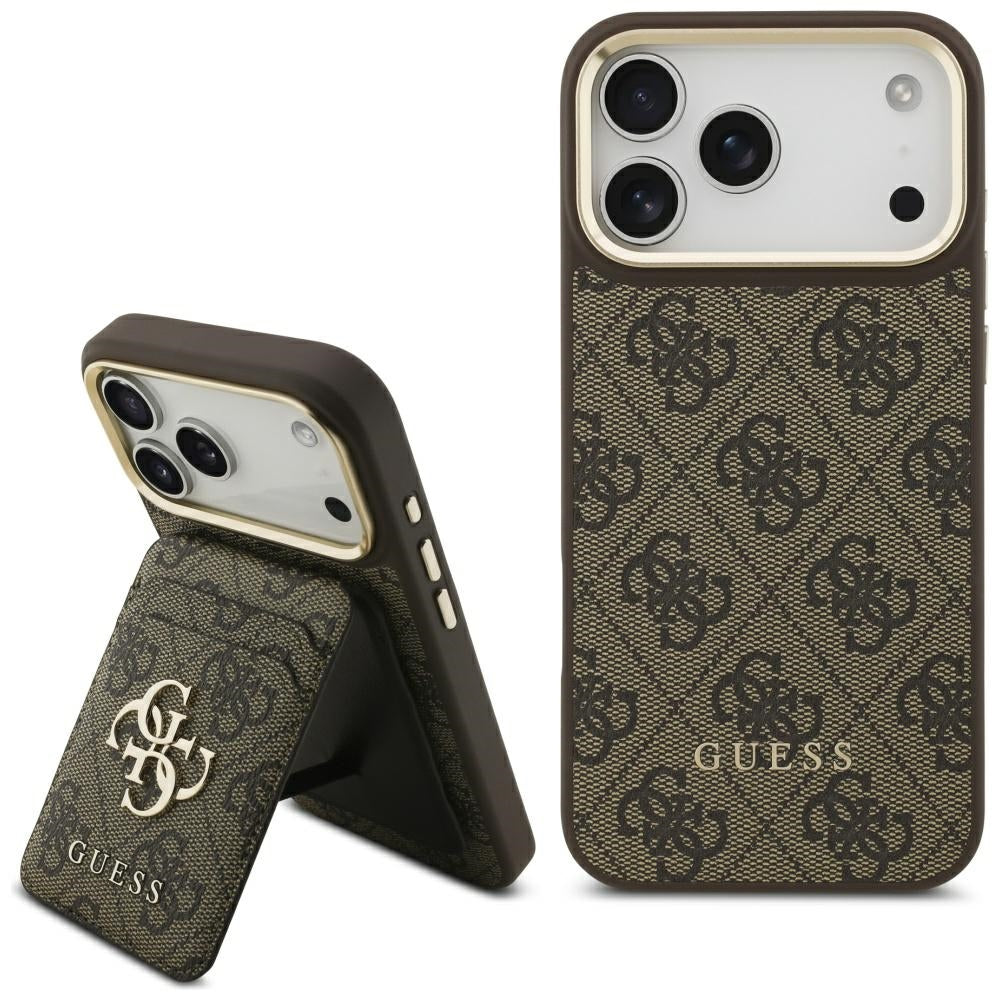 MagSafe hoesje voor Apple iPhone 17 Pro Max, Guess, Cardslot 4G, Bruin