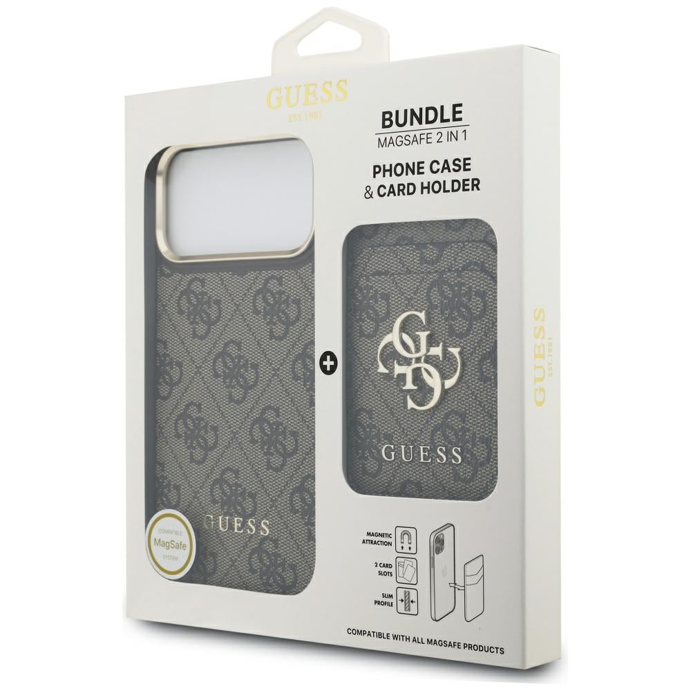 MagSafe hoesje voor Apple iPhone 17 Pro Max, Guess, Cardslot 4G, Bruin