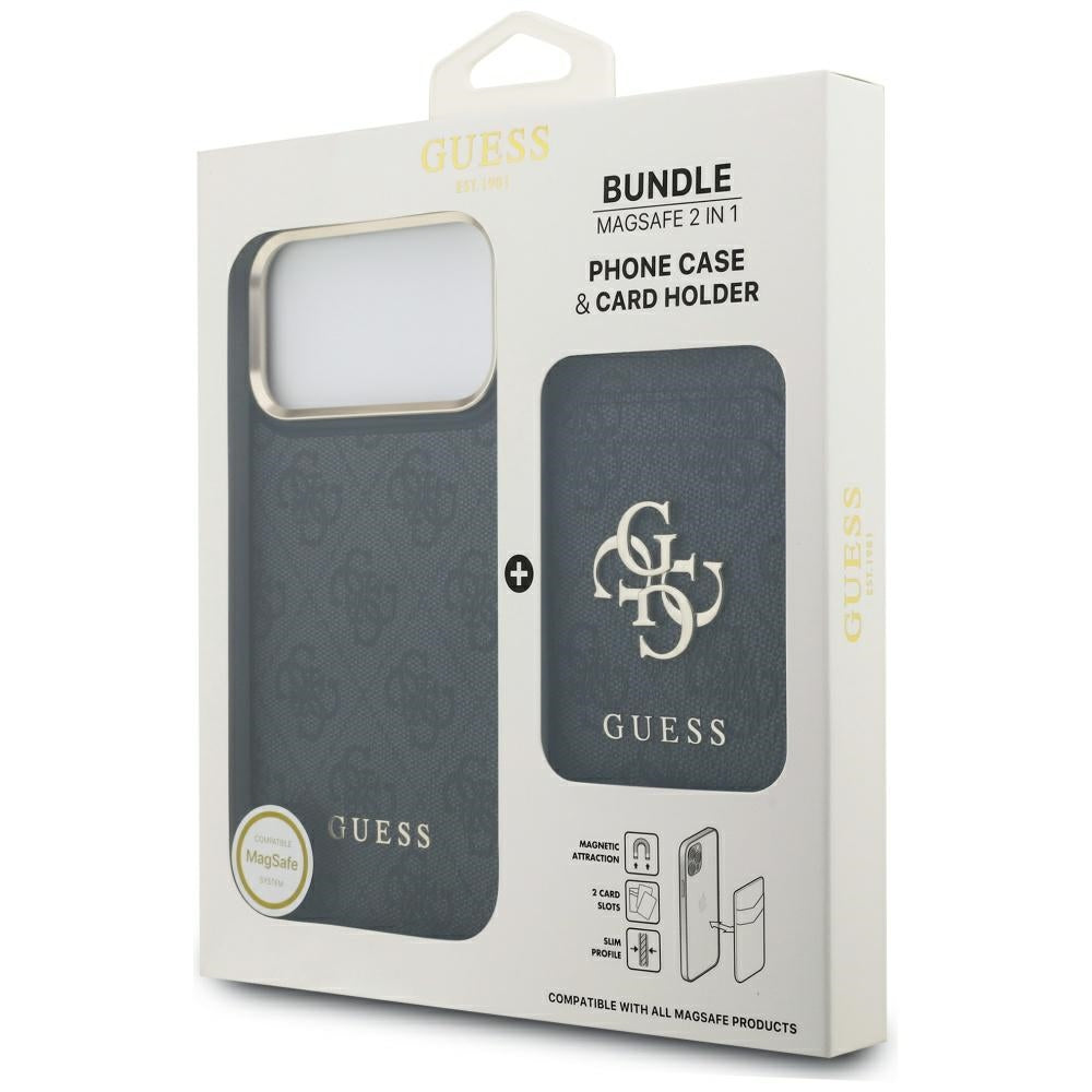 MagSafe hoesje voor Apple iPhone 17 Pro Max, Guess, Cardslot 4G, Zwart