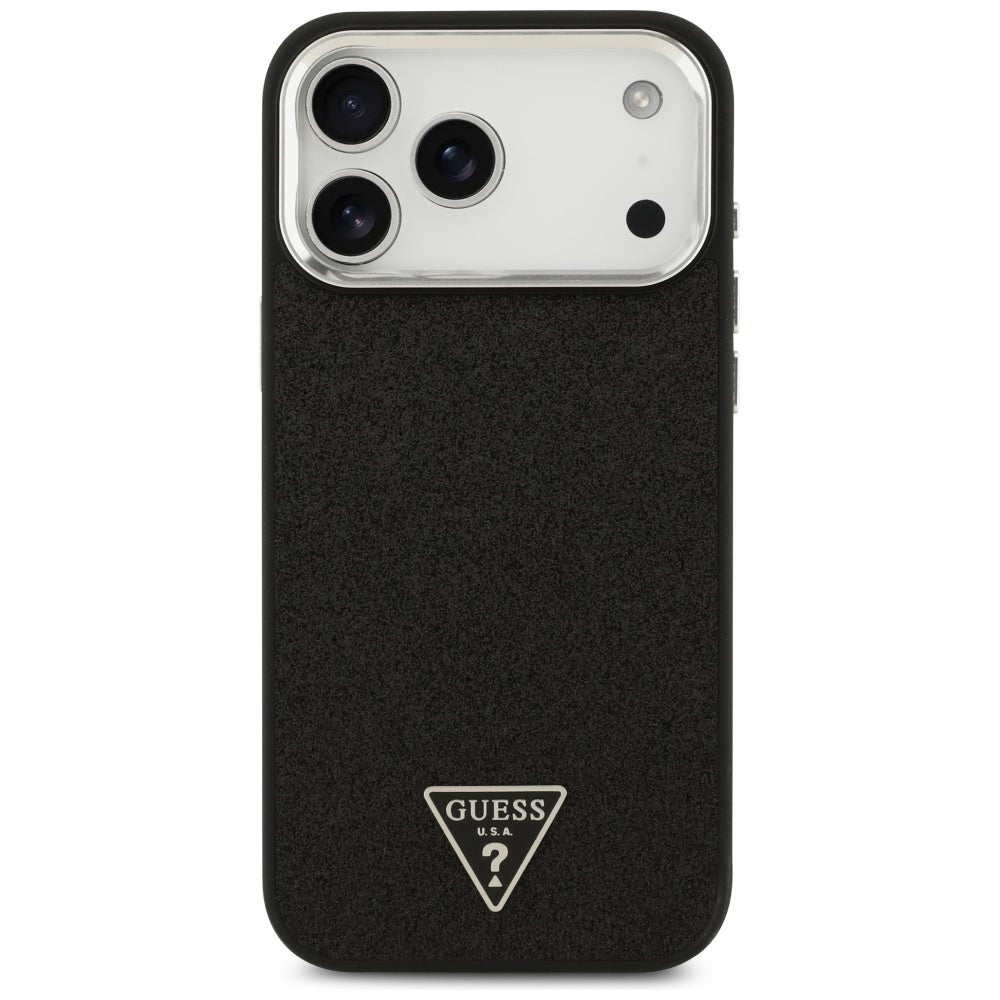 MagSafe hoesje voor Apple iPhone 17 Pro Max, Guess, Glitter Triangle Logo, Zwart