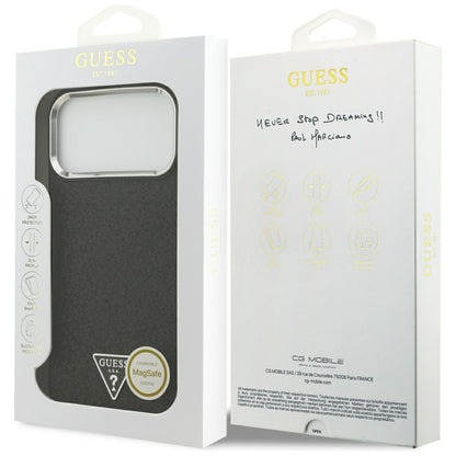 MagSafe hoesje voor Apple iPhone 17 Pro Max, Guess, Glitter Triangle Logo, Zwart