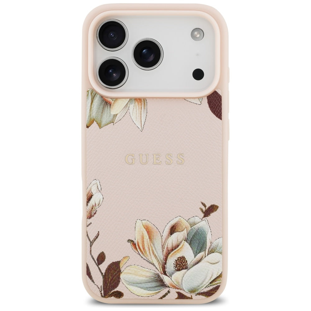 MagSafe hoes voor Apple iPhone 17 Pro Max, Guess, Grained Flowers, Roze