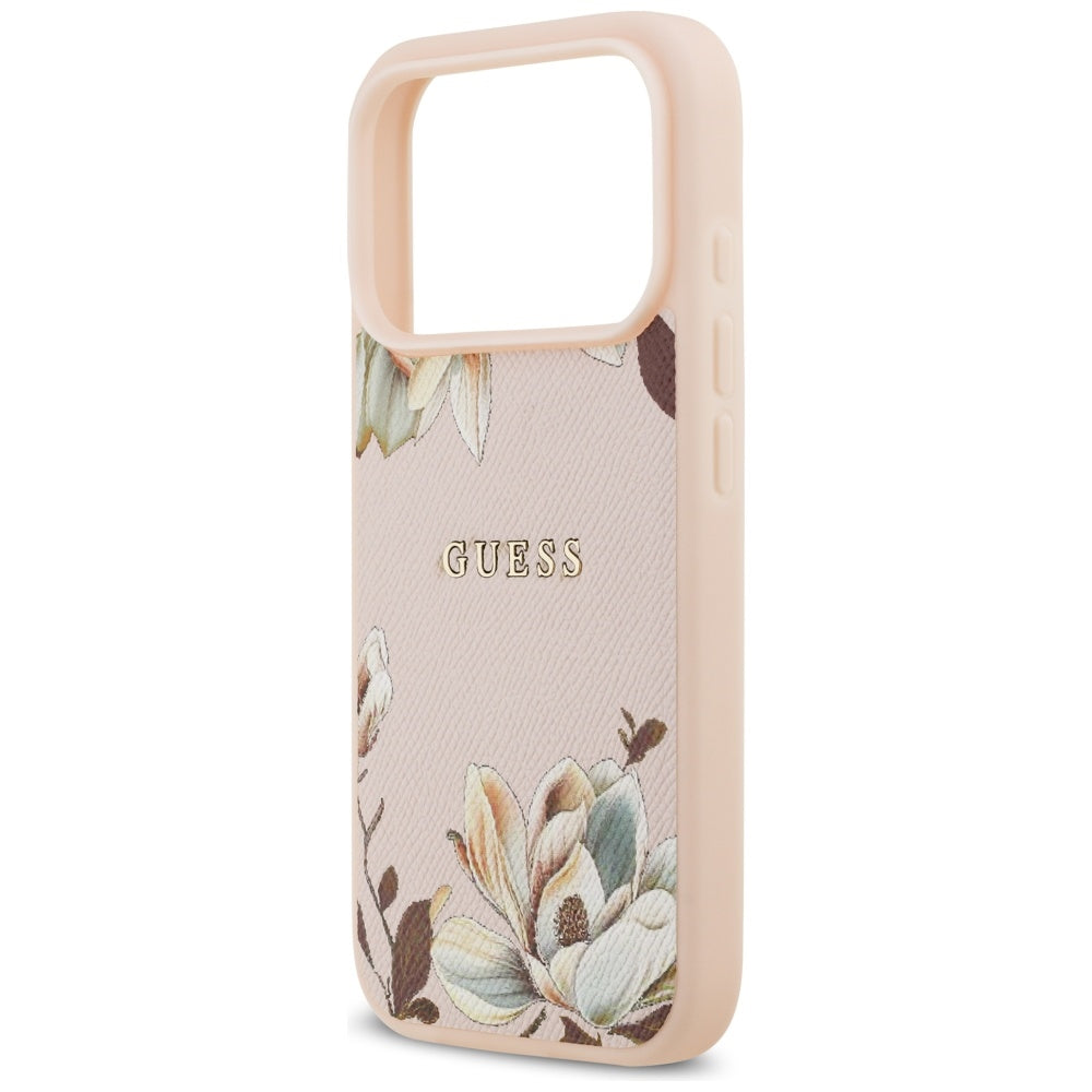 MagSafe hoes voor Apple iPhone 17 Pro Max, Guess, Grained Flowers, Roze