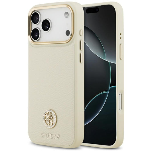 MagSafe hoes voor Apple iPhone 17 Pro Max, Guess, Grained Strass Logo, Beige