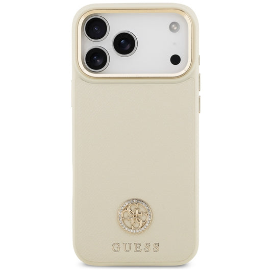 MagSafe hoes voor Apple iPhone 17 Pro Max, Guess, Grained Strass Logo, Beige