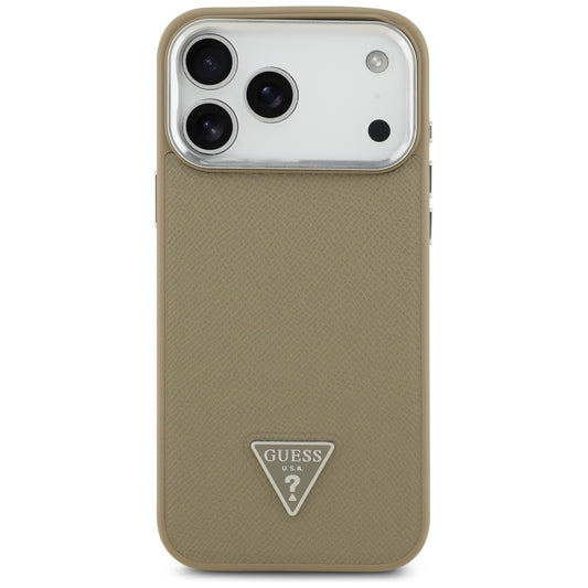 MagSafe hoesje voor Apple iPhone 17 Pro Max, Guess, Grained Triangle Logo, Bruin