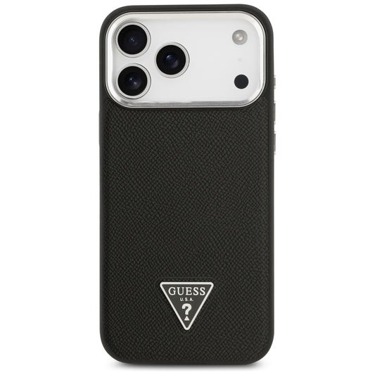 MagSafe hoesje voor Apple iPhone 17 Pro Max, Guess, Grained Triangle Logo, Zwart