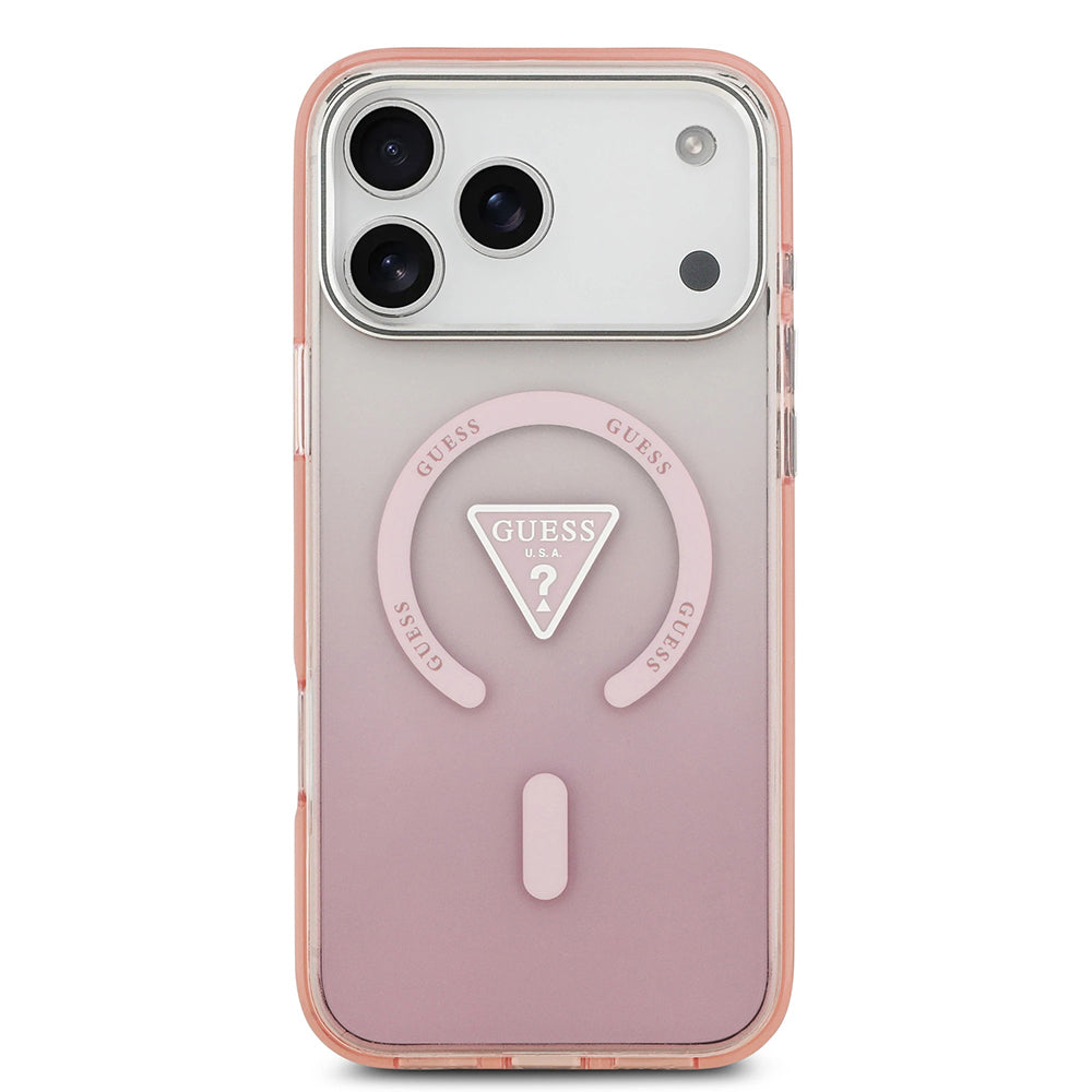 MagSafe hoesje voor Apple iPhone 17 Pro Max, Guess, IML Gradient Triangle Logo, Roze
