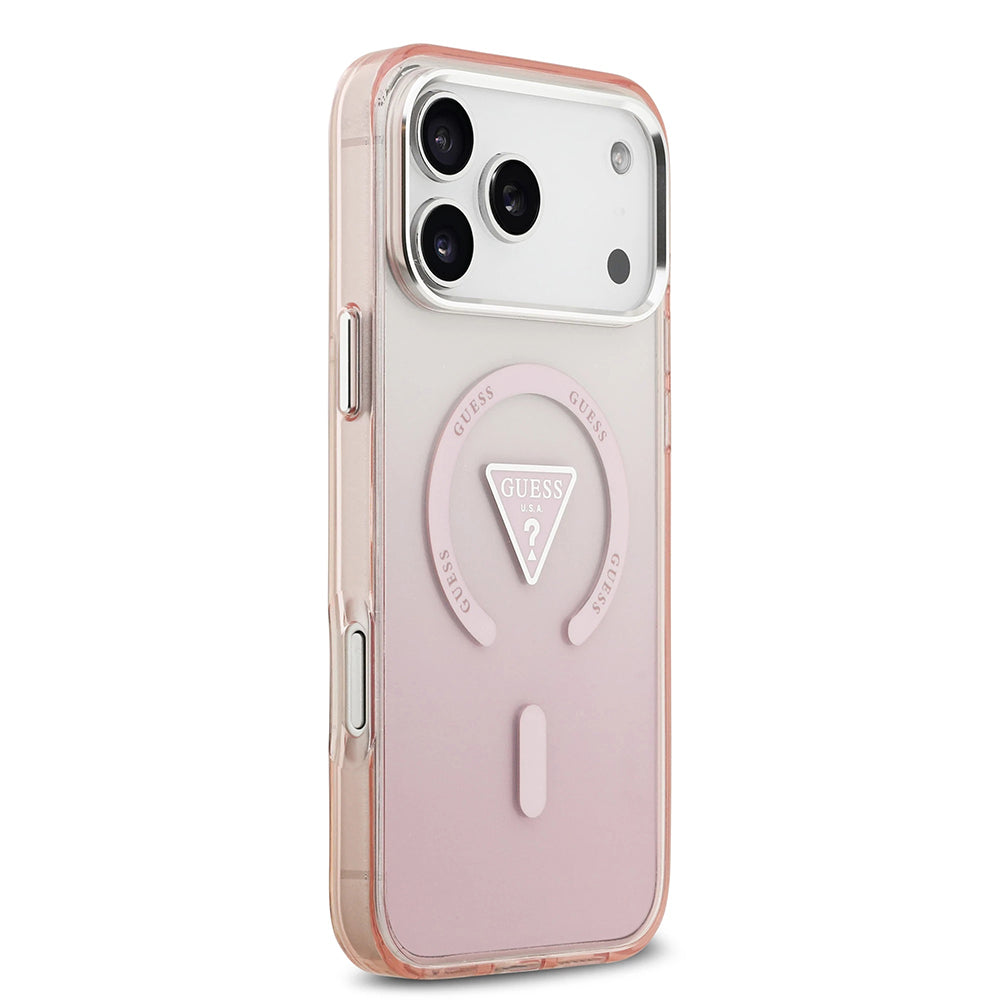 MagSafe hoesje voor Apple iPhone 17 Pro Max, Guess, IML Gradient Triangle Logo, Roze