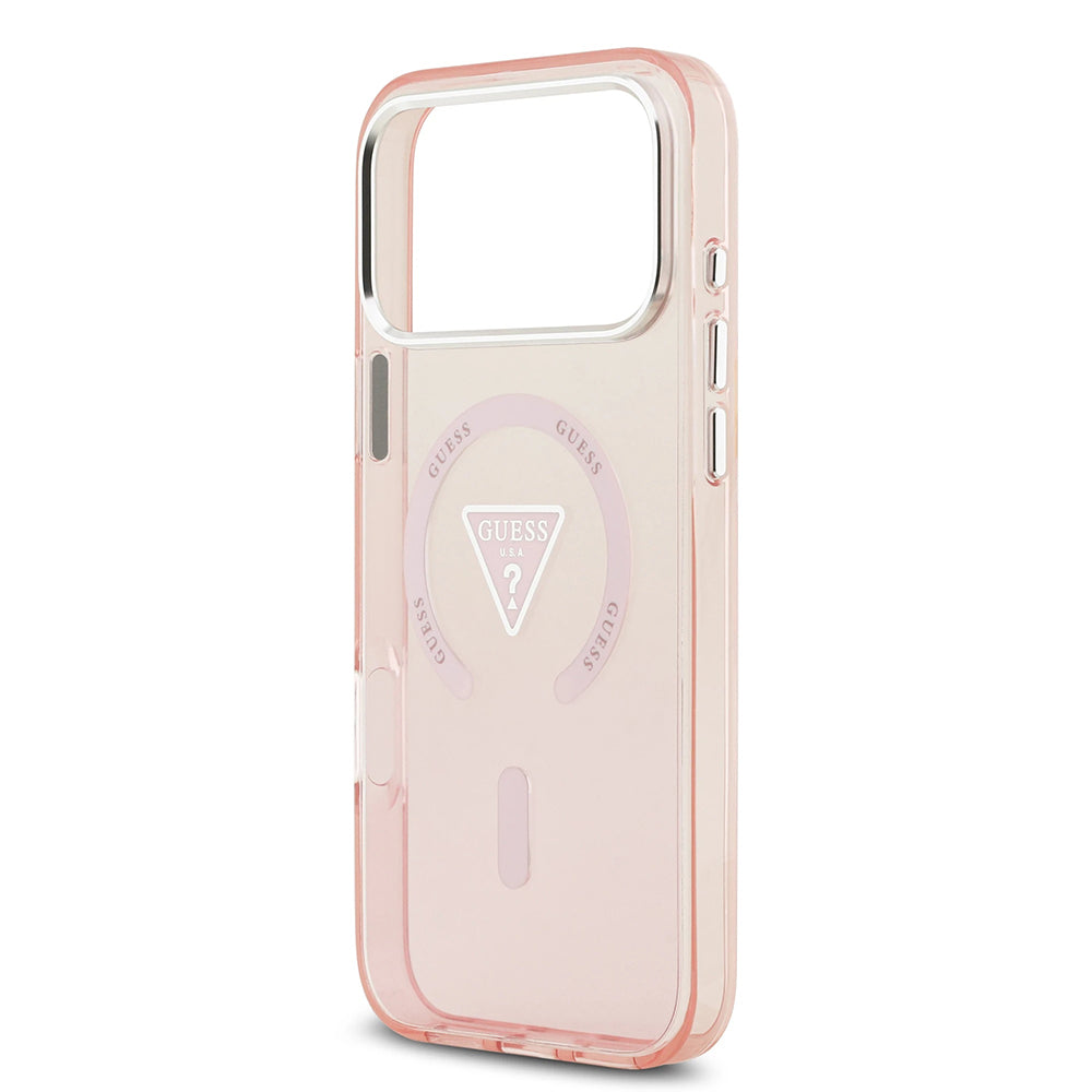 MagSafe hoesje voor Apple iPhone 17 Pro Max, Guess, IML Gradient Triangle Logo, Roze