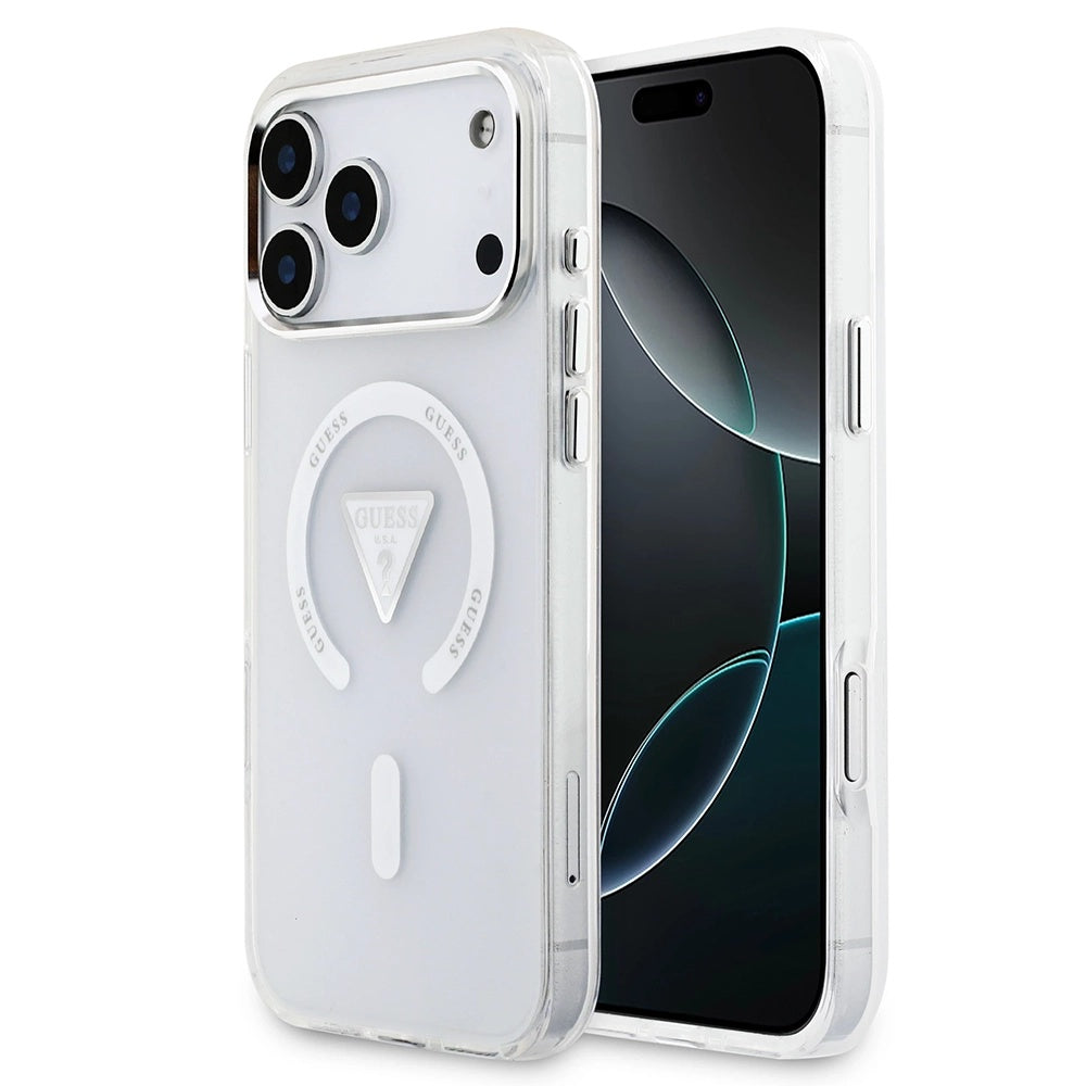 MagSafe hoesje voor Apple iPhone 17 Pro Max, Guess, IML Gradient Triangle Logo, Transparant