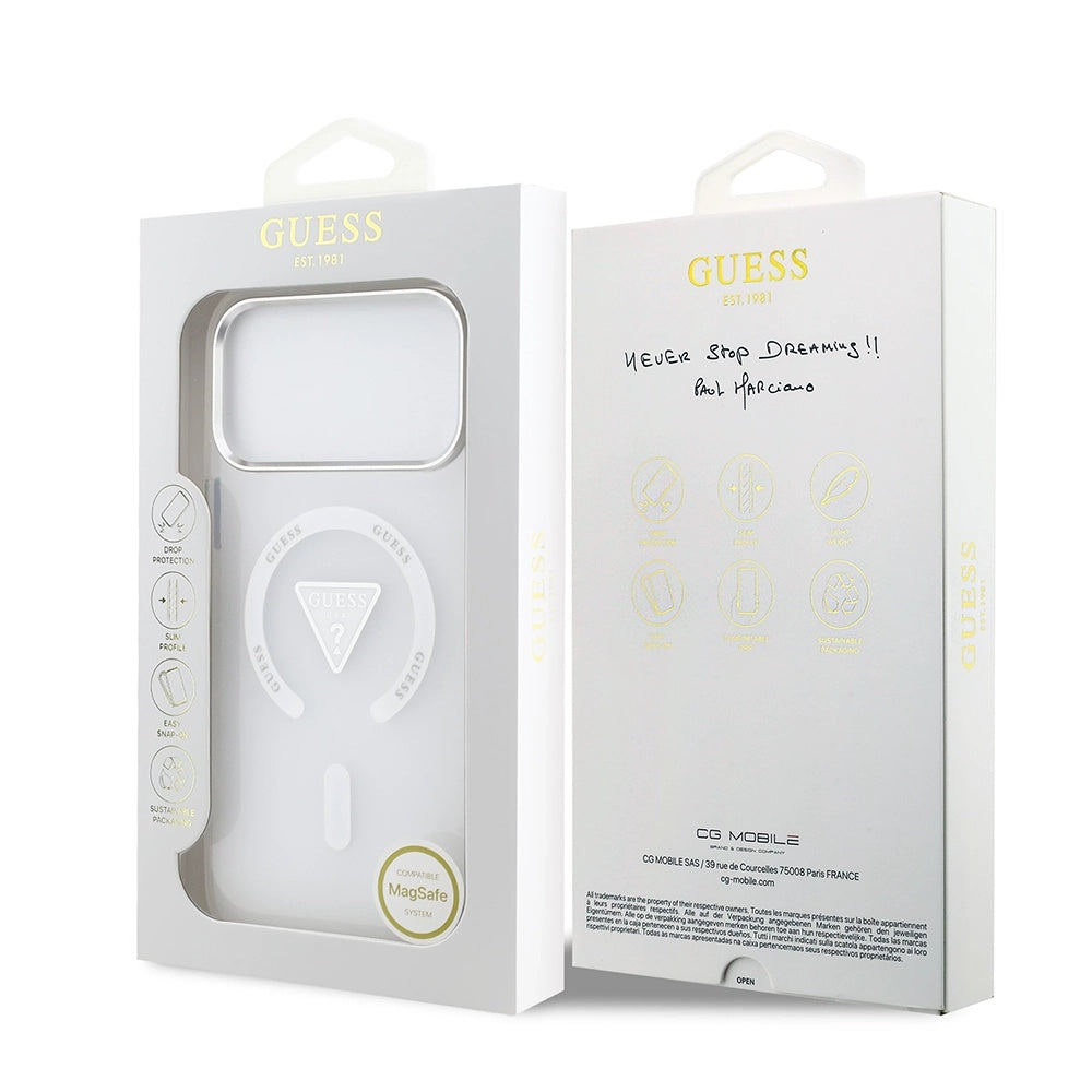 MagSafe hoesje voor Apple iPhone 17 Pro Max, Guess, IML Gradient Triangle Logo, Transparant