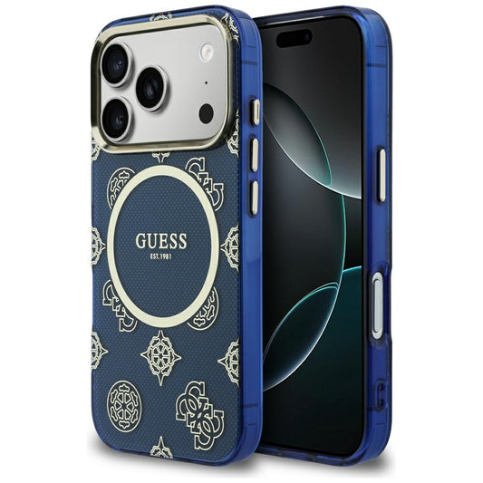 MagSafe hoesje voor Apple iPhone 17 Pro Max, Guess, IML Peony Dot, Blauw