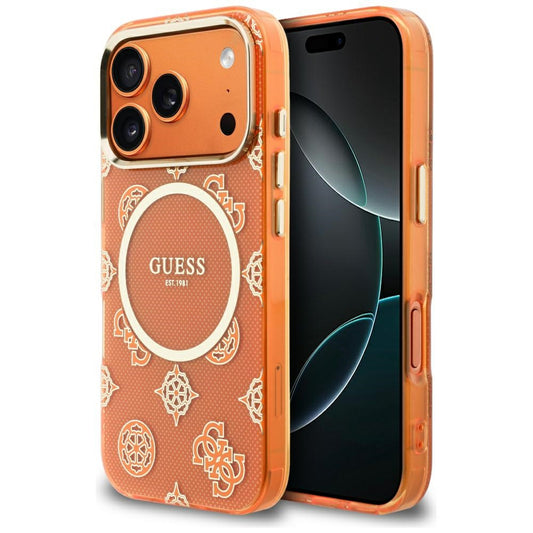 MagSafe hoesje voor Apple iPhone 17 Pro Max, Guess, IML Peony Dot, Oranje