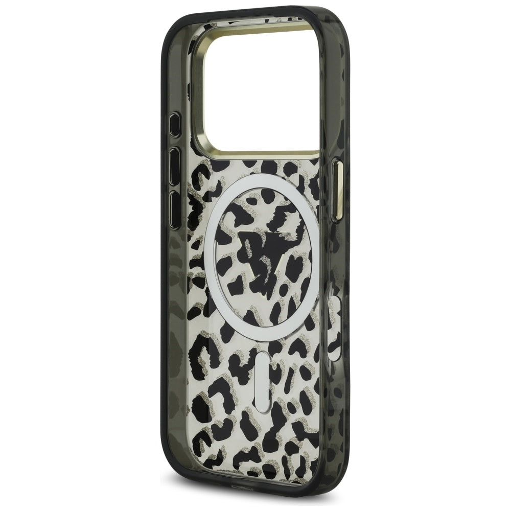 MagSafe hoesje voor Apple iPhone 17 Pro Max, Guess, Leopard Glitter, Zwart