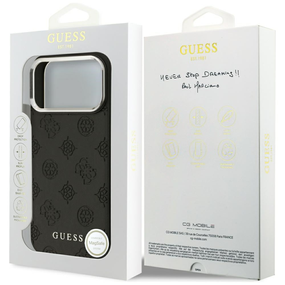 MagSafe hoes voor Apple iPhone 17 Pro Max, Guess, Peony Hot Stamp Script, Zwart