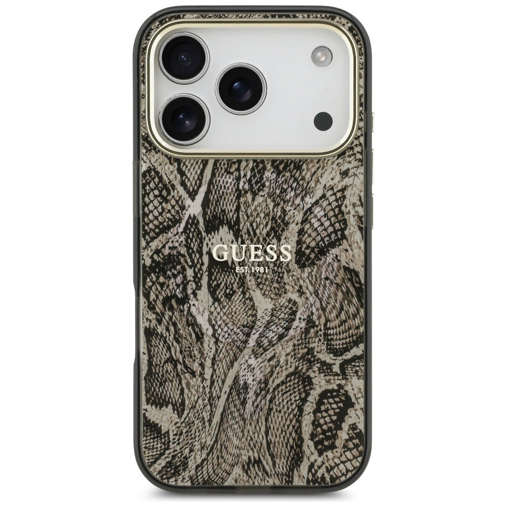 MagSafe hoes voor Apple iPhone 17 Pro Max, Guess, Python Patroon, Bruin