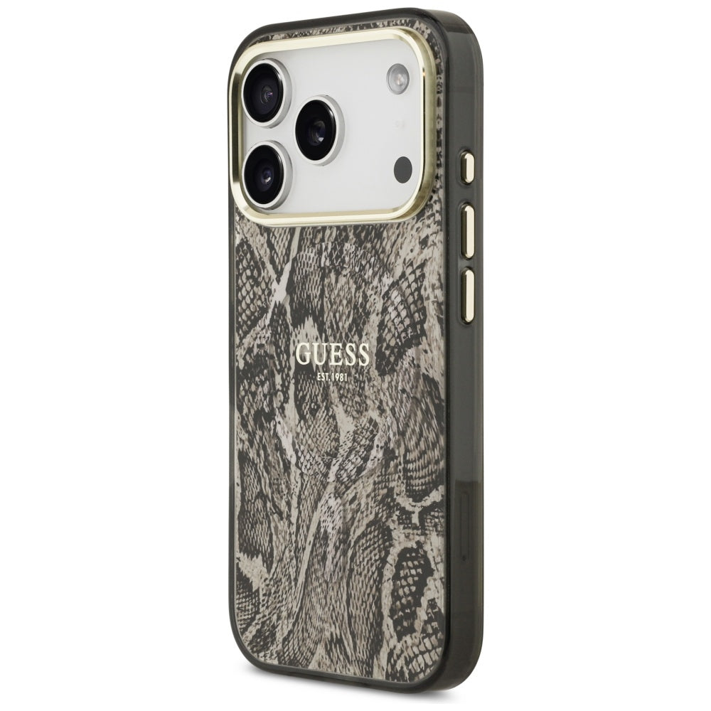 MagSafe hoes voor Apple iPhone 17 Pro Max, Guess, Python Patroon, Bruin