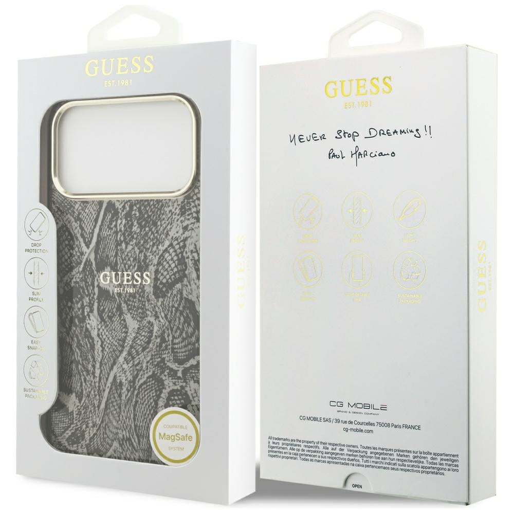 MagSafe hoes voor Apple iPhone 17 Pro Max, Guess, Python Patroon, Zwart