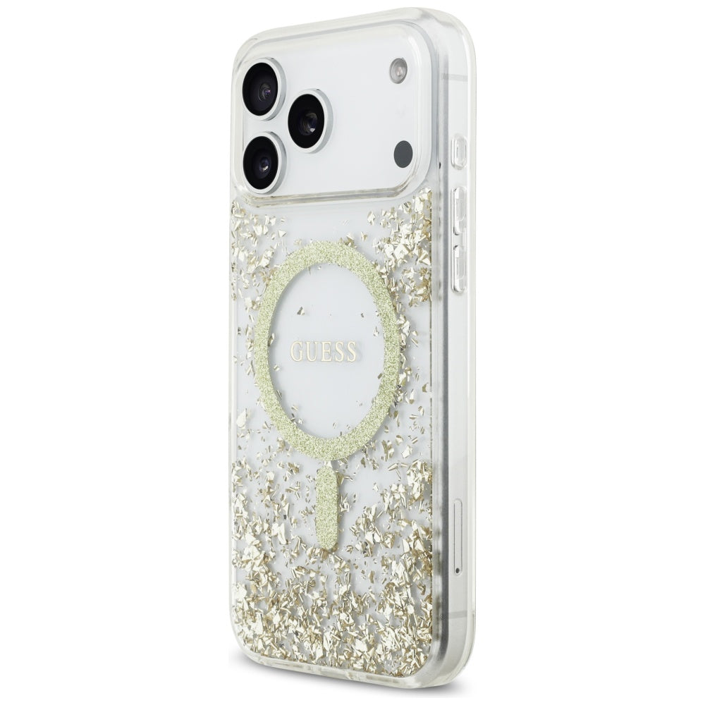 MagSafe hoes voor Apple iPhone 17 Pro Max, Guess, Resin Bottom Glitter, Goud