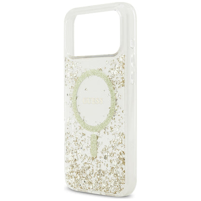 MagSafe hoes voor Apple iPhone 17 Pro Max, Guess, Resin Bottom Glitter, Goud