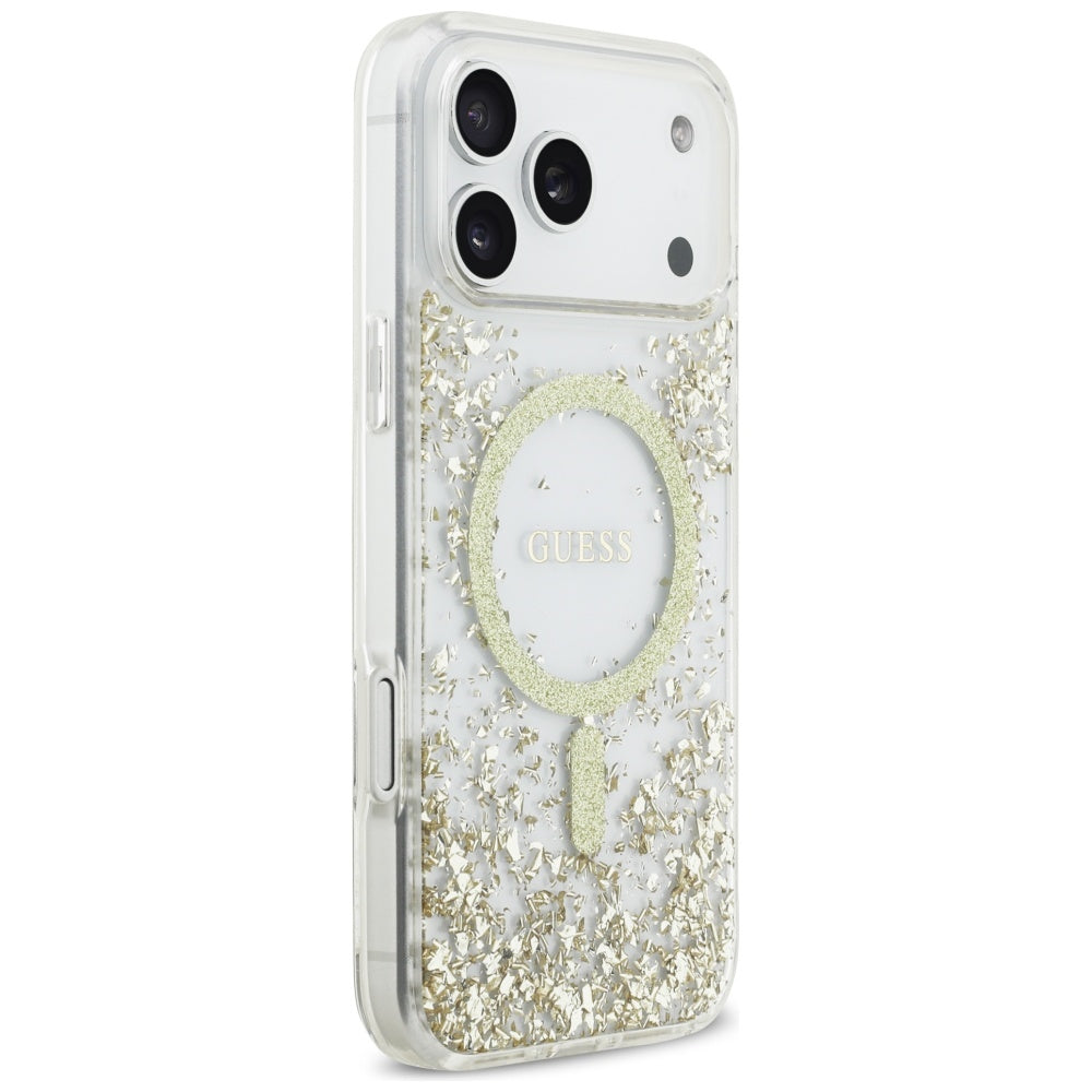 MagSafe hoes voor Apple iPhone 17 Pro Max, Guess, Resin Bottom Glitter, Goud