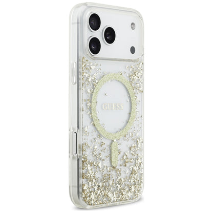 MagSafe hoes voor Apple iPhone 17 Pro Max, Guess, Resin Bottom Glitter, Goud