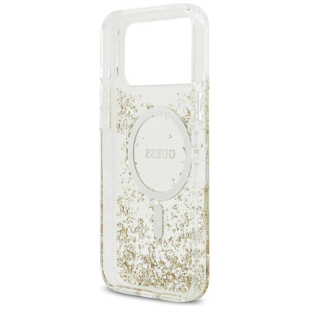 MagSafe hoes voor Apple iPhone 17 Pro Max, Guess, Resin Bottom Glitter, Goud