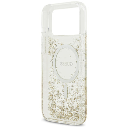 MagSafe hoes voor Apple iPhone 17 Pro Max, Guess, Resin Bottom Glitter, Goud