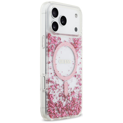 MagSafe hoesje voor Apple iPhone 17 Pro Max, Guess, Resin Bottom Glitter, Roze