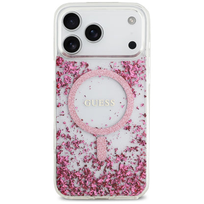 MagSafe hoesje voor Apple iPhone 17 Pro Max, Guess, Resin Bottom Glitter, Roze