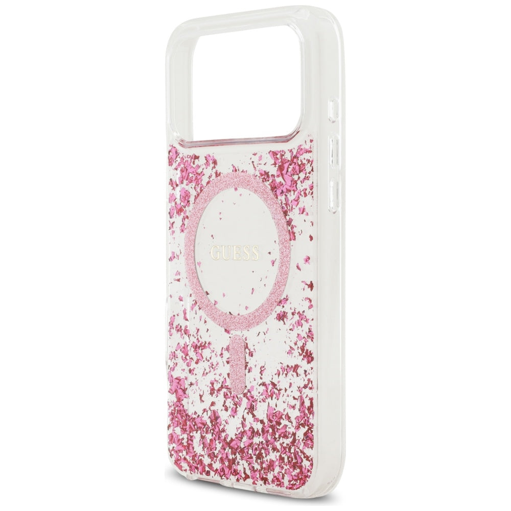MagSafe hoesje voor Apple iPhone 17 Pro Max, Guess, Resin Bottom Glitter, Roze