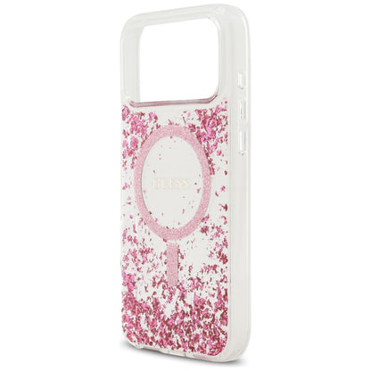 MagSafe hoesje voor Apple iPhone 17 Pro Max, Guess, Resin Bottom Glitter, Roze