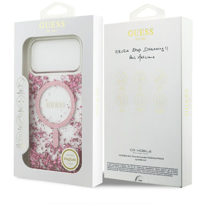 MagSafe hoesje voor Apple iPhone 17 Pro Max, Guess, Resin Bottom Glitter, Roze
