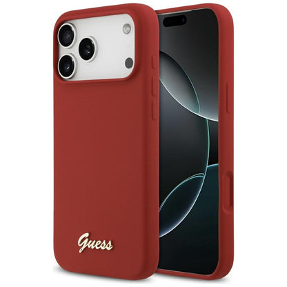MagSafe hoesje voor Apple iPhone 17 Pro Max, Guess, Script Metal Logo, Roze