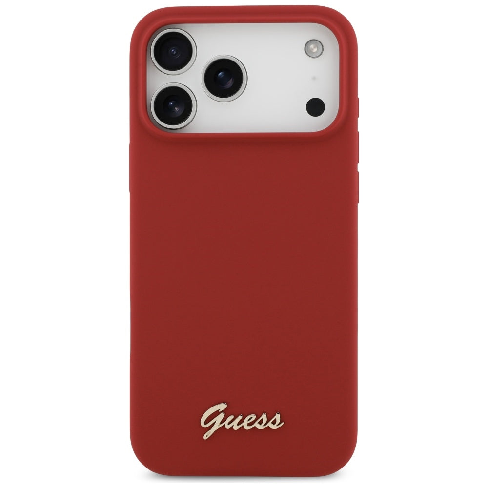 MagSafe hoesje voor Apple iPhone 17 Pro Max, Guess, Script Metal Logo, Roze