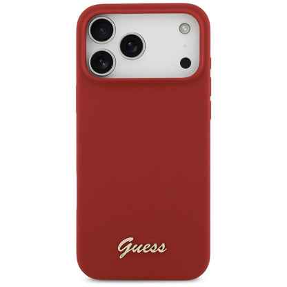 MagSafe hoesje voor Apple iPhone 17 Pro Max, Guess, Script Metal Logo, Roze