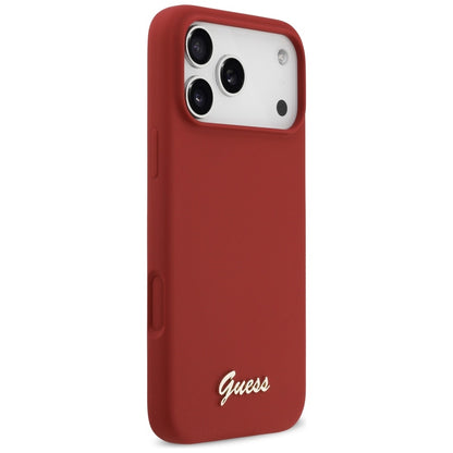 MagSafe hoesje voor Apple iPhone 17 Pro Max, Guess, Script Metal Logo, Roze
