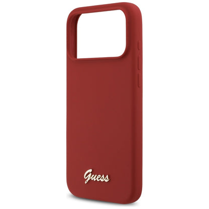 MagSafe hoesje voor Apple iPhone 17 Pro Max, Guess, Script Metal Logo, Roze