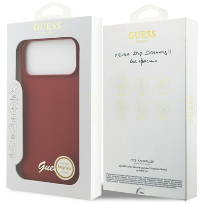 MagSafe hoesje voor Apple iPhone 17 Pro Max, Guess, Script Metal Logo, Roze