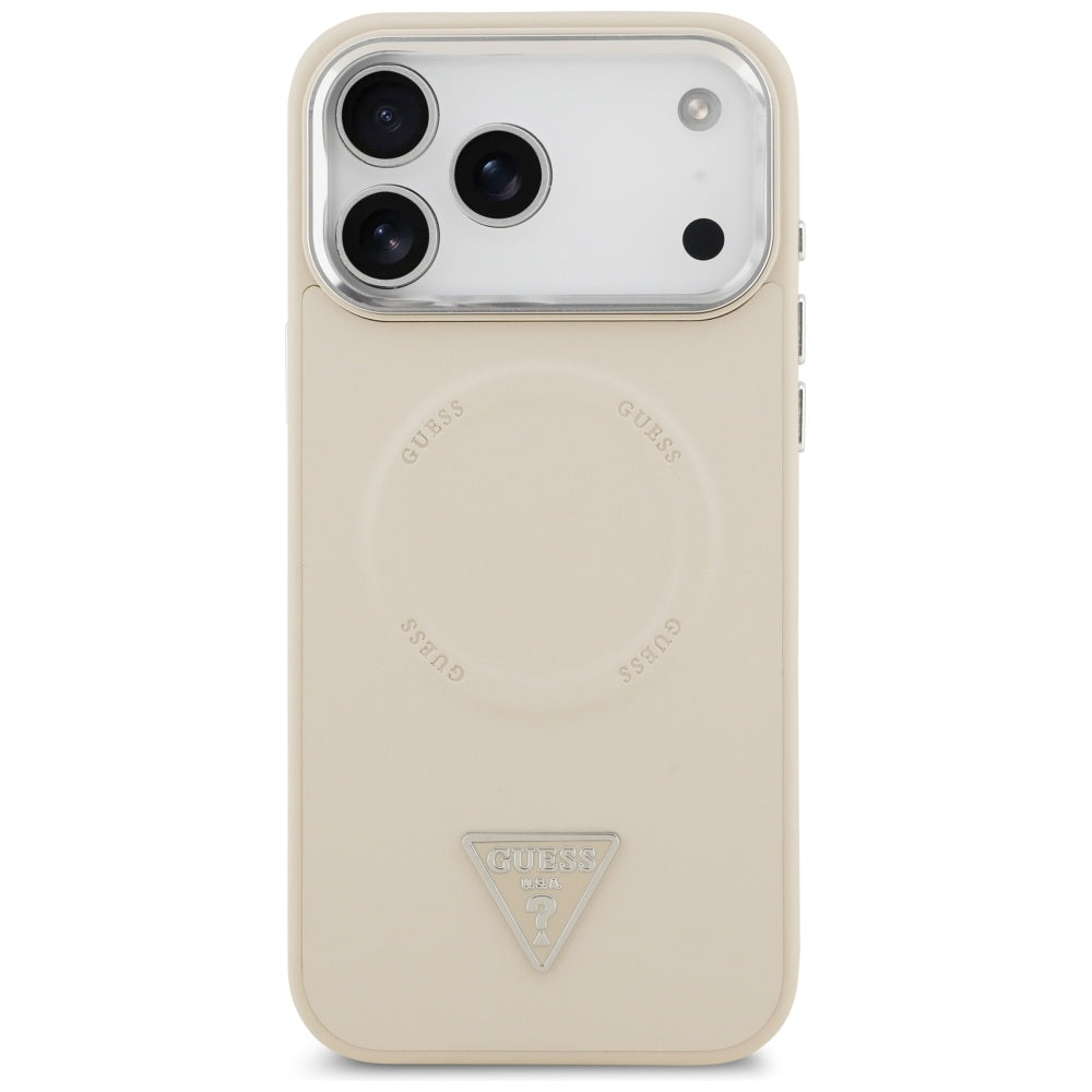 MagSafe hoesje voor Apple iPhone 17 Pro Max, Guess, Triangle Logo, Beige Zilver