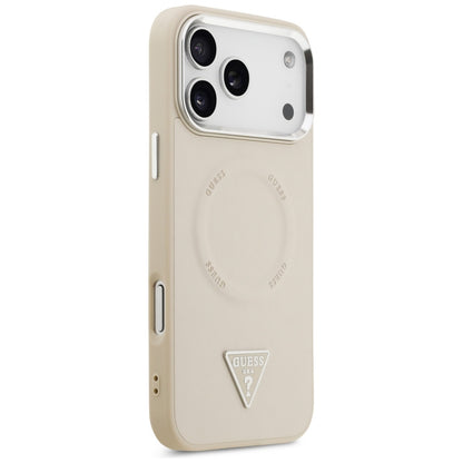 MagSafe hoesje voor Apple iPhone 17 Pro Max, Guess, Triangle Logo, Beige Zilver