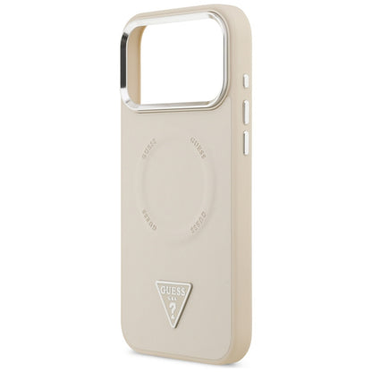 MagSafe hoesje voor Apple iPhone 17 Pro Max, Guess, Triangle Logo, Beige Zilver