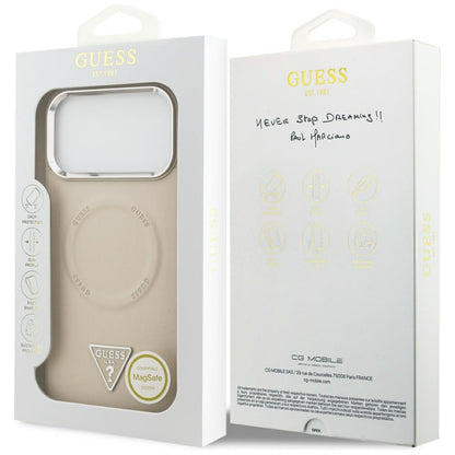 MagSafe hoesje voor Apple iPhone 17 Pro Max, Guess, Triangle Logo, Beige Zilver